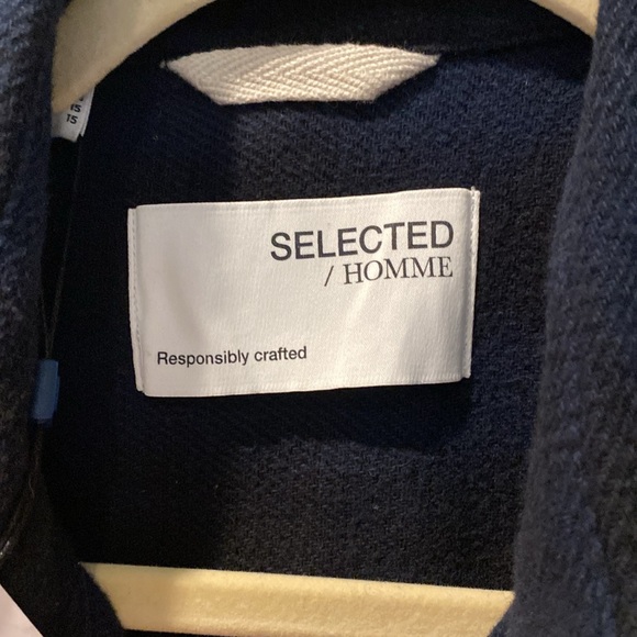 NWT Selected Homme ASOS Plaid Snap Button Blue Flannel Shirt Jacket. Size Small. - Picture 5 of 12